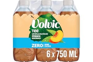 Volvic Tee Zero Pfirsichgeschmack – Erfrischungsgetränk aus Schwarztee-Extrakt mit Pfirsichgeschmack – 6 x 0,75 l