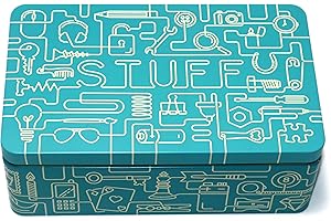 TINIT Stuff Tin - Man Tin Miscellaneous Storage Box (Turquoise/Cream)
