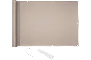 CelinaSun Sichtschutz Balkon 0,75 x 3 m Taupe PES Balkonbespannung mit Kabelbinder wasserabweisend Balkonumrandung