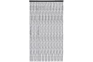 Arsvita Flauschvorhang Türvorhang (90x200 cm) in Meliert Hellgrau-Weiß als Insektenschutz für Balkon, Terrasse oder Wohnmobil, Wohnwagen, Pavillon