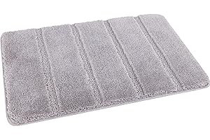 Nest & Nibble Bathroom Mat Home Essentials Non Slip Bath Mat | Super Absorbent Machine Washable Toilet Rug Shower Bath Matt | Soft Thick Microfiber Bathtub Mats | Bathroom Carpet (Grey, 40x60)