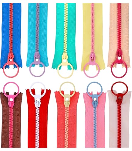 20 stuks 25 cm nylon hars ritsen, naai-ritsen met ringtrekhaakjes 10 geassorteerde kleuren rits bulkbenodigdheden voor kleermaker naai-ambachten kleding