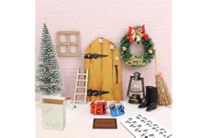 SILARLAIT Wichteltür Zubehör Weihnachten, 15 TLG Wichteltür Weihnachtsset mit LED Weihnachtsbaum, Wichteltür Weihnachten Deko Miniaturen, Wichteltür Weihnachtsset Weihnachtsdeko für Miniaturwelten