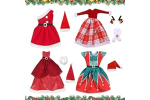 AUZLYA 4 Stück Weihnachten Puppenkleidung Kleidung,Kleidung für Puppen,Weihnachten Puppe Zubehör für 30 cm Puppen zubehör,mit Röcke,Mützen,Schals（Geeignet für Erwachsene）
