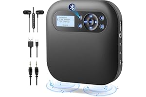 Desobry Portable CD Player with Bluetooth and Speakers, Discman CD Player Rechargeable with FM, Anti-Skip, LCD Screen, Dual Headphone Jack, Personal CD Player for Home Car Kids Gift