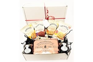 AST GIFTS Tea and Biscuit Hamper gift, Border Biscuits, Strawberry and Raspberry Jam Gift Set, Earl Grey Afternoon Tea Box for Any Occasion