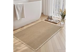 SIXHOME Waffle Bath Mat Non Slip anti Mould Mat for Bathroom Absorbent Bathroom Mats Washable Brown-White 40 * 60cm