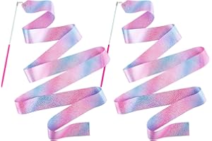 Mr Rex 2PCS Dance Wands Ribbon Streamers for Boys Girls Toddler Gymnastics, Kids Worship Praise Dance, Pretend Play, Ribbon Twirling, Talent Show, Outdoor Garden Toys