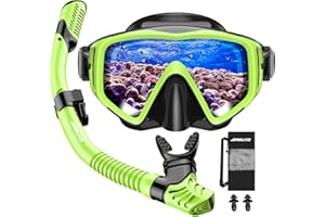 JEMULICE Masque de Plongée pour Adulte, Masque Plongee Anti-Buée et Anti-Fuite avec Champ de Vision Panoramique à 180°, Masque Plongée Adulte avec Tuba de Plongée Étanche, Masque Tuba Unisexe