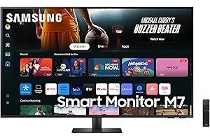 Samsung LS43DM702UUXXU 43" 4K Ultra HD HDR10 Smart Monitor with Speakers - 3840x2160, USB-C, HDMI, WiFi, Bluetooth, Smart Hub for TV streaming, Catch Up Apps and Gaming Hub