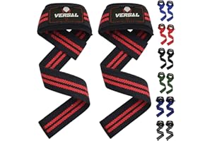VERSAL VSL Weight Lifting Straps Neoprene Padded Wrist Wraps, 100% Cotton Hand Bar Grips Support Gym Straps for Deadlift Powerlifting Crossfit Strength Training Weightlifting Straps