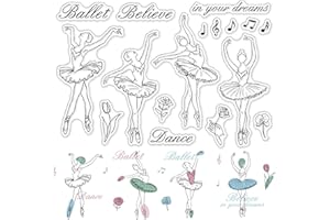CRASPIRE Ballet Clear Stamps Ballet Rose Tulipdance Sello Transparente Sello de Goma para Álbumes de Recortes Cumpleaños Álbum de Fotos Tarjeta de Acción de Gracias Hacer 4.3 x 6.3 x 0.1 pulgada