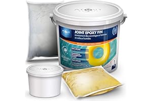 ATOUT RÉSINES Véritable Joint époxy trois composants fin 1 KG GRIS CLAIR 7047 idéal pour piscines, douche a l'italienne, carrelage extérieur, faïences, pièces humide. De fabrication française, formulation unique