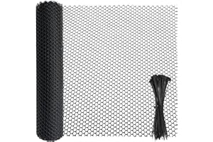 Tking Plastic Chicken Wire Mesh Roll 40cm x 3m (15.75" x 118.11") 8mm Holes & 50 Fixed Straps Fencing Mesh Poultry Breeding Netting Garden Balcony Net Fence Farm For Home Gardening Protection Black