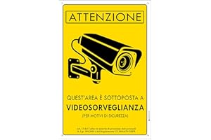 Pubblimania AREA VIDEOSORVEGLIATA Cartello in alluminio metallo 3 mm di spessore. Telecamera CCTV (N° 1 - Cm 20x30)