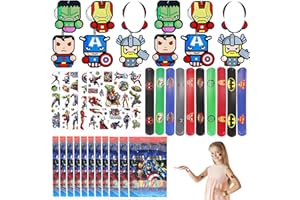 SAIER TBO 40 pezzi Supereroi Party Bomboniere Set Gadget Compleanno Bambini Festa Kit con Portachiavi A Scatto Sacchetti Regalo Tatuaggio Adesivi per Ragazzi Ragazze