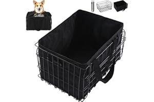 HOMBYS Foldable Dog Bike Basket with Removable Liner Bag, Portable Dog Bike Carrier for Travel, Large Waterproof Pet Bike Basket (Black)