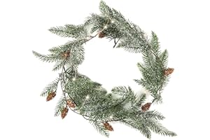 Gukasxi Guirnalda de Navidad de 5.9 pies con 10 LED artificiales verdor ramita vid guirnalda con conos de pino, invierno, interior, exterior, boda, fiesta, Navidad, vacaciones