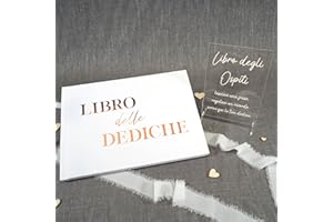 PHOTOCITY Libro degli Ospiti con Targa in plexiglass, Libro degli Ospiti con Pagine Bianche, Libro delle dediche 30x20 cm 50 Fogli Bianchi (Libro delle dediche Bronzo, Italiano)