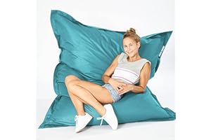 Green Bean© Pouf XXL 140x180cm 380L Enfants&Adultes Bean Bag Remplissage de Perles EPS Pouf Géant Grand Extérieur Outdoor Coussin Repos Siège Sol Lavable Résistant aux Intempéries Lounge Aquamarin