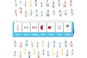 SPRITEGRU Fraktion Flip Chart, 161 doppelseitige Karten freistehende Flip Chat mit Bruch/Dezimal/Prozentsatz/Form/Name/Tiere, alle Brüche von 1-10, pädagogische Mathematik Lernwerkzeug für Schulbedarf