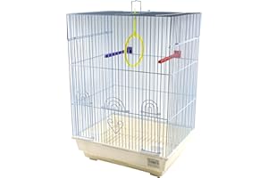 SMELL & SMILE Jaula para pájaros con comederos, Palos y Columpios Jaulas pájaros Jaula agapornis 34.5 * 28 * 48CM Color Aleatorio (SOY0033)