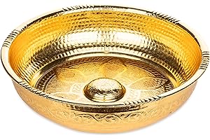 Alisveristime Cuenco tradicional turco para baño con motivos auténticos (440 g) hecho de zinc (7.87 pulgadas de diámetro) (dorado)