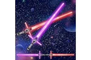 Moocuca 2 Stück Lichtschwert Kinder, RGB 7 Farben Led Lightsaber mit Licht und Sound, 2-in-1 Laserschwert Sta Wars Lightsaber für Kinder Cosplay Spielzeug Einziehbares Laserschwert Kinder Partyzubehör