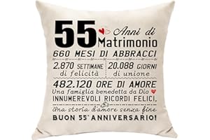 Hasodeo Regalo per 55° Anniversario di Matrimonio Copricuscino 45x45 Nozze di Smeraldo Cuscino Decorazione Original 55 Anni di Matrimonio Regali per Coppia Genitori Nonni Regalo (55 anni)