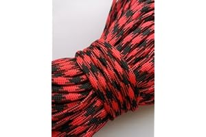 GENERIC 4mm Paracord Strong Cord 7 Strand Rope Bushcraft Lanyard Camping Hiking DIY Black Red Army green (Black/Red, 5 meters / 16 ft)