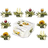 Creano Teeblumen Variation im exklusiven Tassenformat "ErblühTeelini" - 8 Teeblüten in 4 verschiedenen Sorten (Weißer…