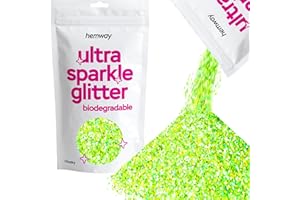 Hemway Eco Friendly Ultra Sparkle Glitter 100g / 3.5oz - Biodegradable Vegan Cosmetic Safe for Craft Face Hair Nail and Festival Makeup - Chunky (1/40" 0.025" 0.6mm) - Lime Green Holographic