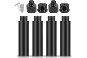 TaoAcc 4 Tubi Prolunga per Microfono e 4 Adattatori Filettati per Microfono (da 3/8 Femmina a 5/8 Maschio e da 5/8 Femmina a 3/8 Maschio), Prolunga per Asta per Microfono da Tavolo