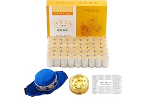 ULOVEIDO 10-Year High Purity 60:1 Pure Moxa Sticks 54 Rolls艾灸柱, with Moxibustion Copper Burner Box, Acupoint Map and Smoke Filter Cloth Bag (Upgraded New Set)
