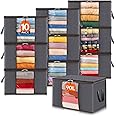 Lifewit Large Capacity Clothes Storage Bag Organizer with Reinforced Handle Thick Fabric for Comforters, Blankets, Bedding, Foldable with Sturdy Zipper, Clear Window (Grey, 10 Pack)