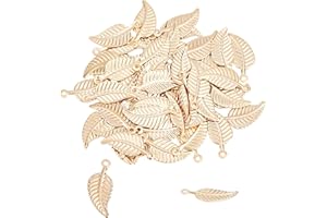 UNICRAFTALE colgante con Diseño de Hoja de Acero Inoxidable Amuletos Huecos de Follaje Pendientes Colgantes Amuleto de Planta de Metal para Pulsera Diy