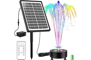 SUJFEE 10W Solar Water Fountain with 3000mAh Battery, DIY Rechargeable Solar Powered Fountain with LED Colorful Lights, 2024 Upgraded Solar Water Pump for Bird Bath, Pond, and Garden