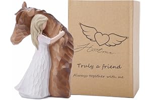 ACTLATI Horse Gifts for Women Girls Horse Lovers Truly A Friend Friendship Figurines, Hand-Painted Sculpted Girl Embrace Horse Figurine, Mother's Day/Horses Keepsake/Birthday Gift
