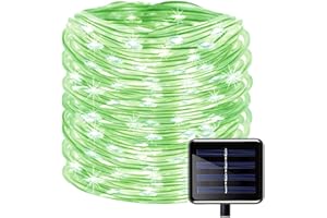 KINGCOO 100 LEDs Solar Rope String Lights, Waterproof 39ft/12M Copper Wire Outdoor Tube Fairy String Lights for Christmas Garden Yard Path Fence Tree Backyard (Green)