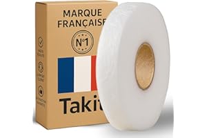Takit Thermocollant 60g/m2-2cm x 30mètres - Marque Francaise - Bande Adhésive Textile pour Rideau, Couture, Customisation, et DIY
