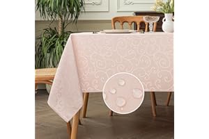 Romanstile Obrus odporny na plamy różowy 140 x 240 prostokątne obrusy na stół do wnętrz elegancki na okazje Boże Narodzenie Imprezy ogród na zewnątrz urodziny wodoodporny poliester 8-10 miejsc