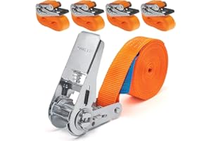 INDUSTRIE PLANET 4 x Pro 800 kg/dan 6 m Sangles 1 pièces einteilig Sangle à cliquet Sangles DIN EN 12195–2