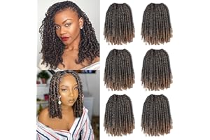 Xtrend 8 pouces 6 paquets/lot Ombre Spring Twist Cheveux Crochet Tresses Extensions de cheveux synthétiques Tresses Kinky Curly Passion Twists Fluffy Twist pour les femmes T27#
