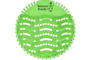 Urinal Screens, Splash Mats, Urinal Deodoriser - 10 Pack - Fits Most Top Urinal Brands & Waterless. Anti-Splash & Odour Neutraliser by Alwees Fresh… (Green Apple)