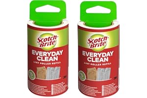 Scotch-Brite Rodillo Quitapelusas de Uso Diario Everyday Clean Recambio - 2 Rodillos, 30 Hojas por Rodillo (60 Hojas en Total) - Funciona Muy Bien en Pelo de Mascotas, Ropa, Muebles y más