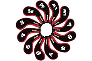 Rymatoo 12pcs Golf Iron Cover Set, Golf Iron Head Cover Club Heads Protector Headcovers Long Neck with Zip for Titleist, Callaway, Ping, Taylormade, Cobra