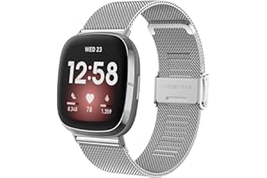Songsier Fitbit Versa 3 Bracelet, Metal Bracelet Ajustable en Acier Inoxydable Watch Bracelet de Remplacement pour Fitbit Versa 4, Fitbit Sense 2, Fitbit Sense
