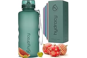 Hydracy Botella de Agua con Marcador de Tiempo - 2 L Botella de Agua Deportiva sin BPA - Botella de Gimnasio Antifugas con Funda Antitranspirante e Colador de Infusión