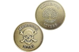 BIGPIG Memento Mori Coin, Momento Mori Coin for Daily Stoic Practice, Memento Vivere, Stoic Reminder Token Skull Challenge Coin, Yes No Coin, Entscheidungsmacher-Münze, Glücksmünze, Stoicismus Geschenke