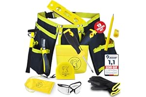 Eli® Werkzeuggürtel Kinder Set ab 6 Jahre - hochwertiges echtes Kinderwerkzeug - inkl. Hammer und Schutzbrille - Handschuhe - Multitool - Werkzeug für Baumeister - Bauarbeiter